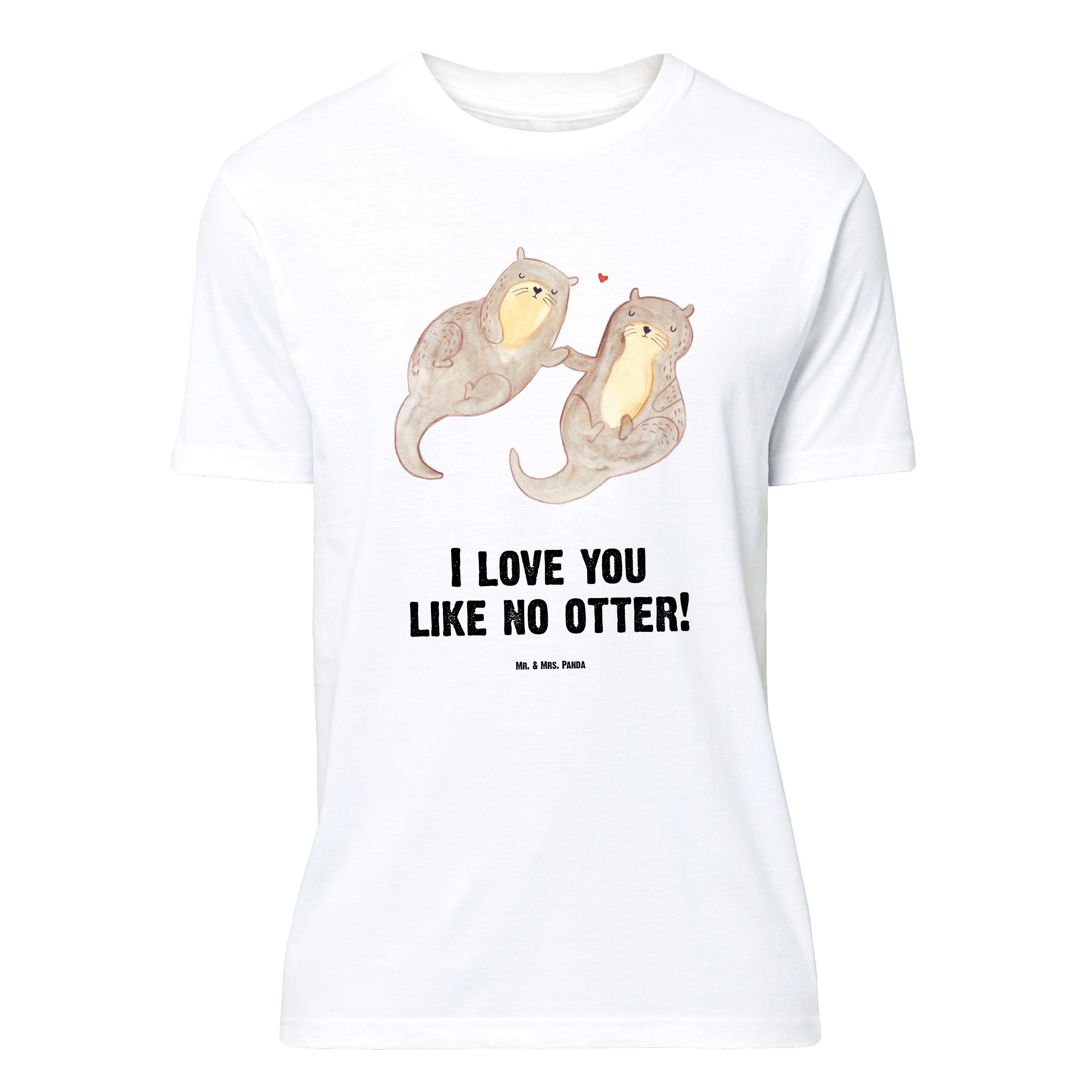 T-Shirt Otter Hände halten, Größe M T-Shirt, Weiß, Tshirt, T-Shirt mit Spruch