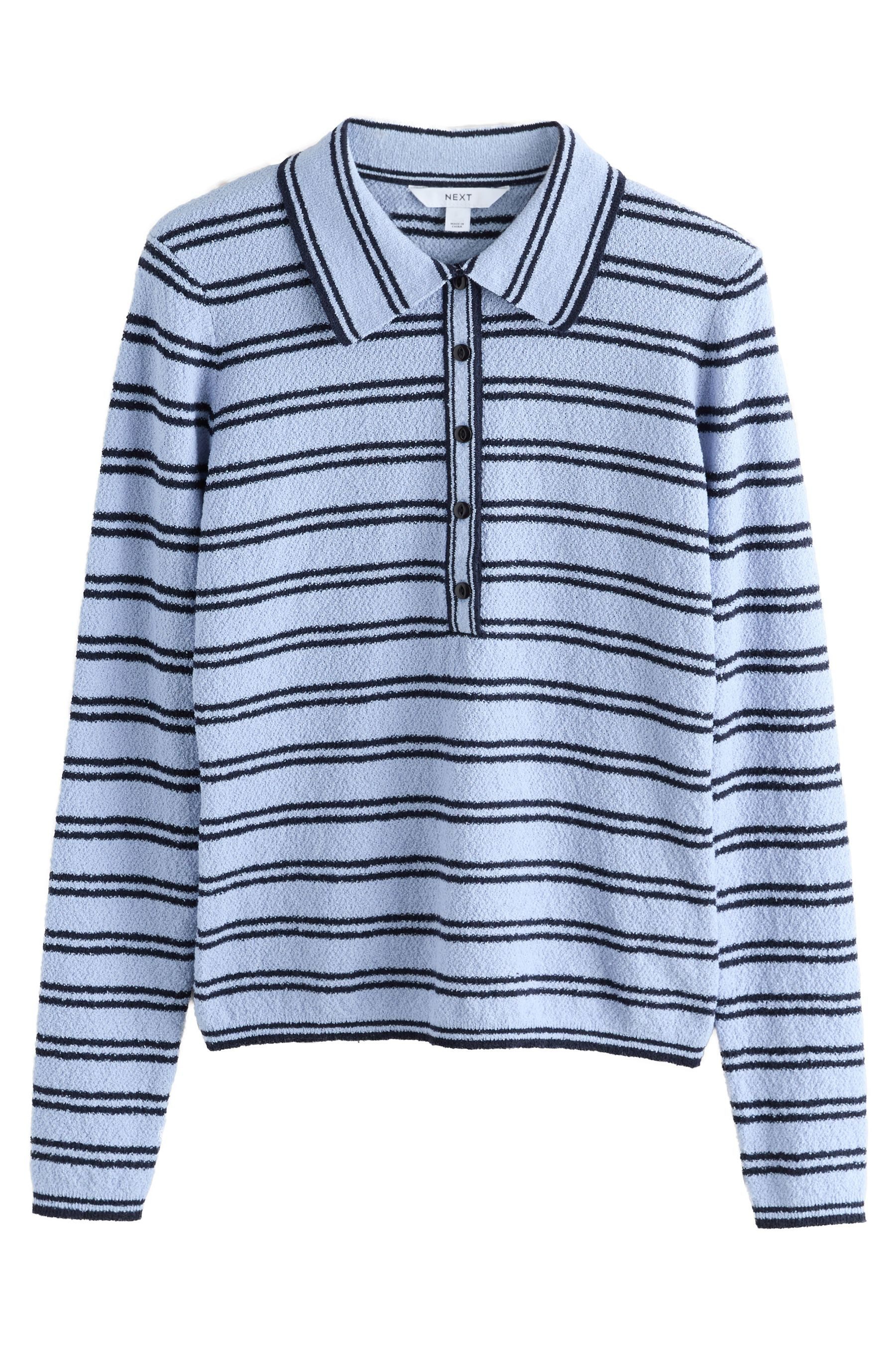 Blusenshirt Langärmeliges Polooberteil in Strickoptik