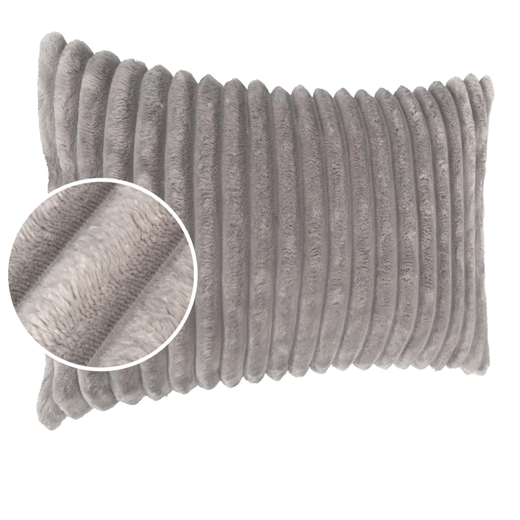 Kisska Декоративні подушки LILLI BIG CORD Velour Ambiente dekorieren, Подушкиüberzug ohne Füllung BIG-Cord UNI 50x30cm Einfarbig Hellgrau