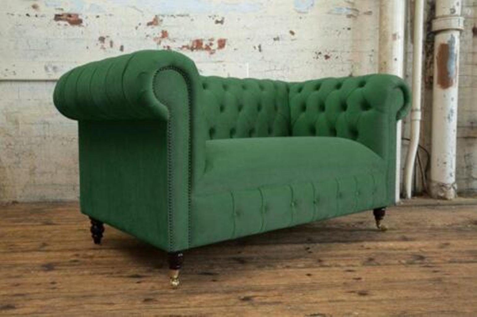 JVmoebel Chesterfield-Sofa, Cheserfield Samt Sofa 2 Sitzer Designer Couchen Couch Textil