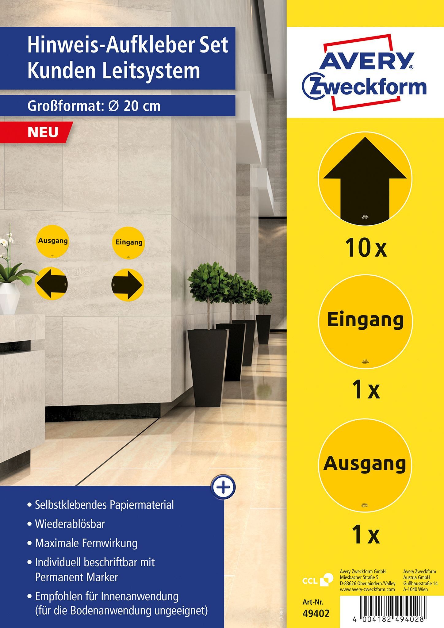 Avery Zweckform Etiketten 49402 12 AVERY Zweckform Hinweisaufkleber-Set Kunden Leitsystem Set