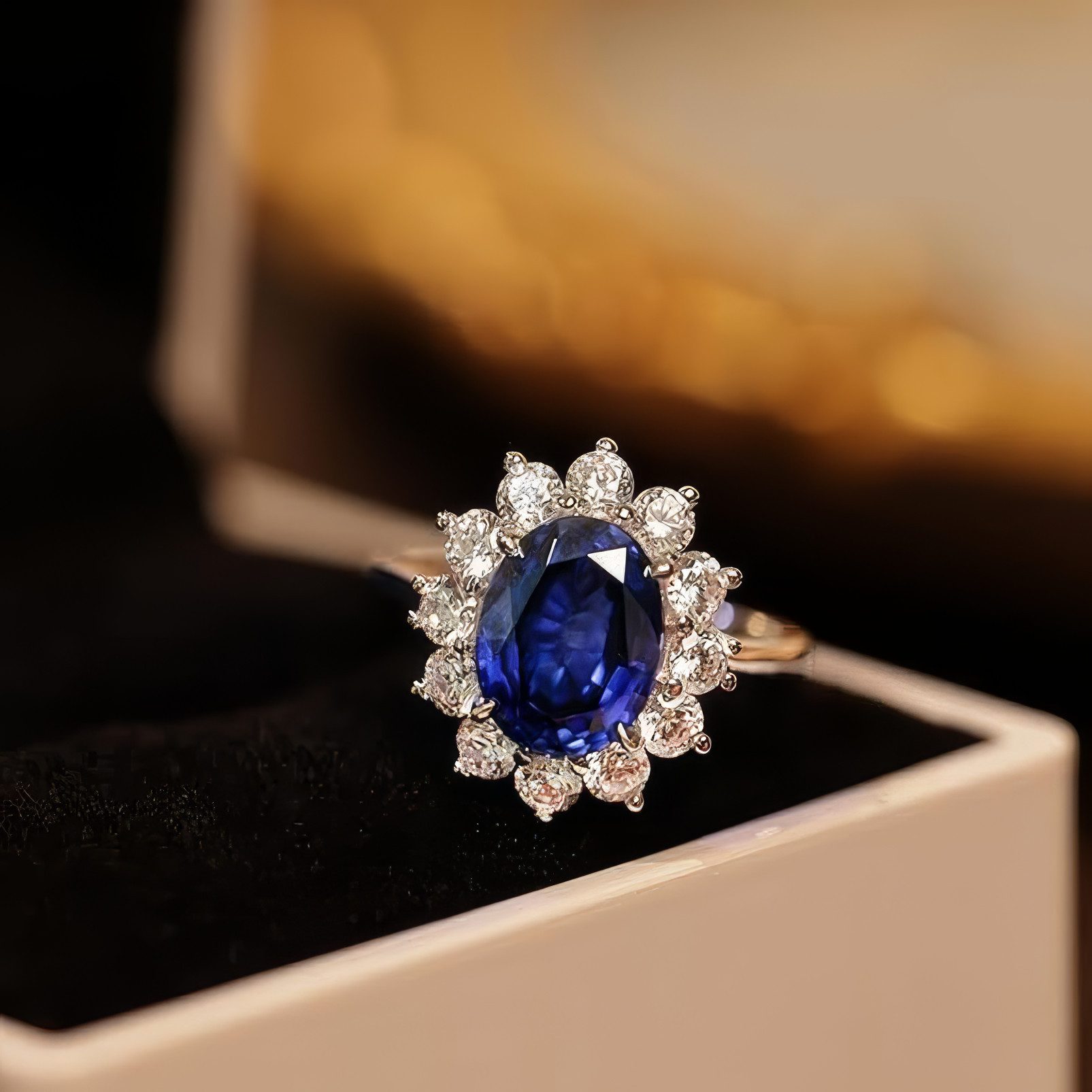 Jumpeak Diamantring 3,5ct Laborgezüchteter Saphir Diamantring,Goldring Damen 585 Echtgold (Edle Geschenkbox-Verpackung, 3.5CT, Diamantring, Handgefertigt), Ehering,Engagement Ring,Geschenk für Ehefrau,Damenmodischer Schmuck