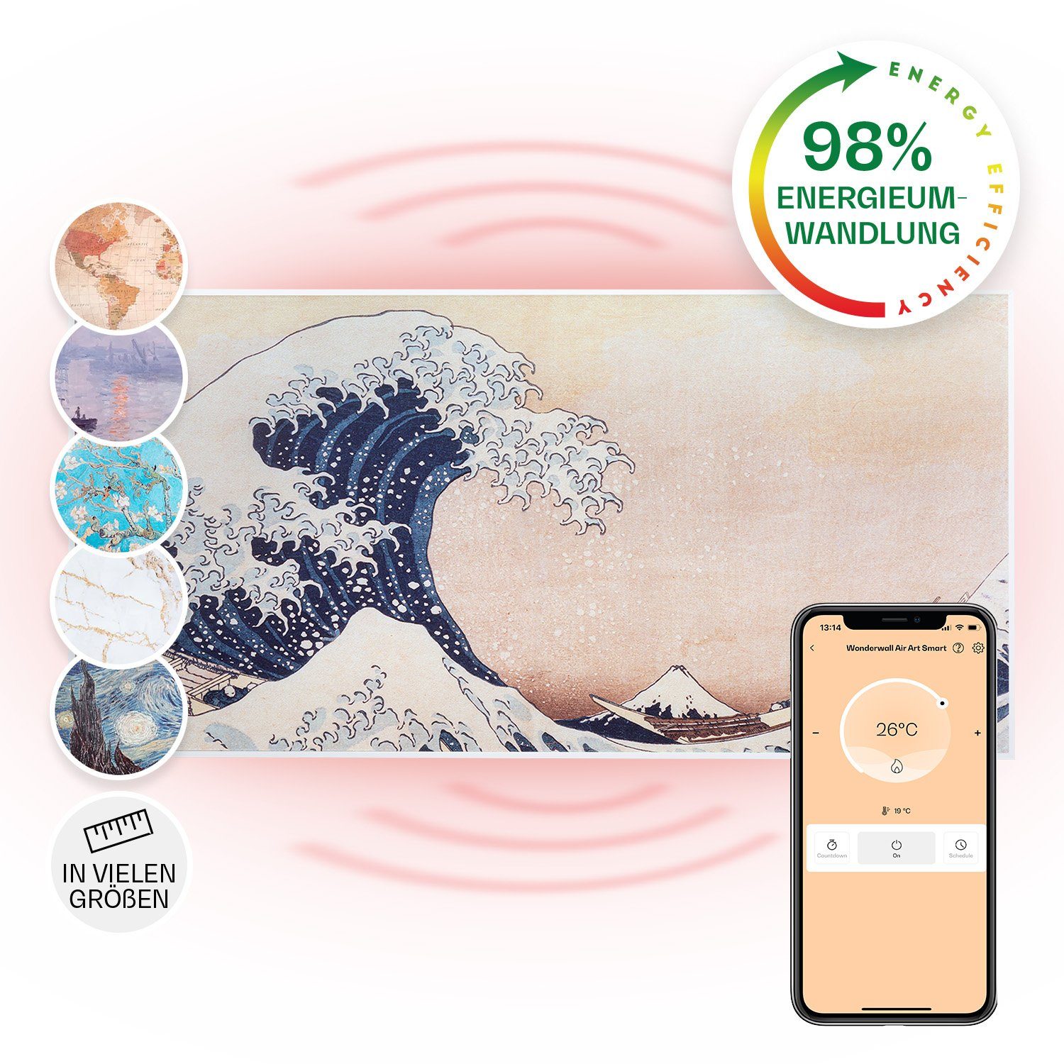 Klarstein Heizkörper Wonderwall Air Art Smart, elektrische Infrarot Wandheizung Thermostat Bild Heizung elektrisch