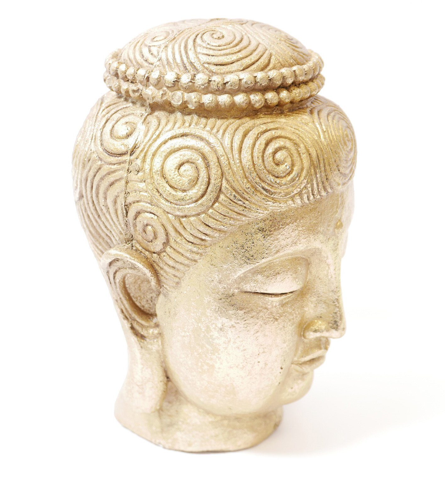 B&S Buddhafigur Buddhakopf goldfarben matt Keramik H 31 cm