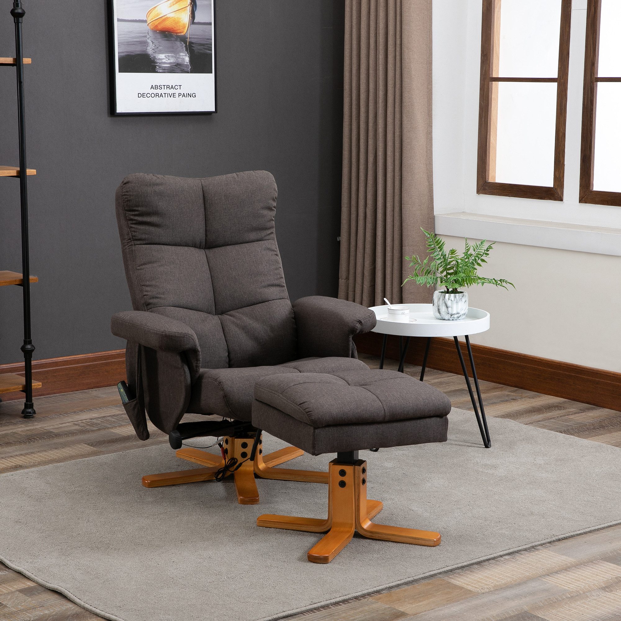 HOMCOM Massagesessel Hocker, 360°drehbarer mit Massage, TV-Sessel, Polyester (Massagesessel, 2-St., Relaxsessel), für Wohnbereich, Braun