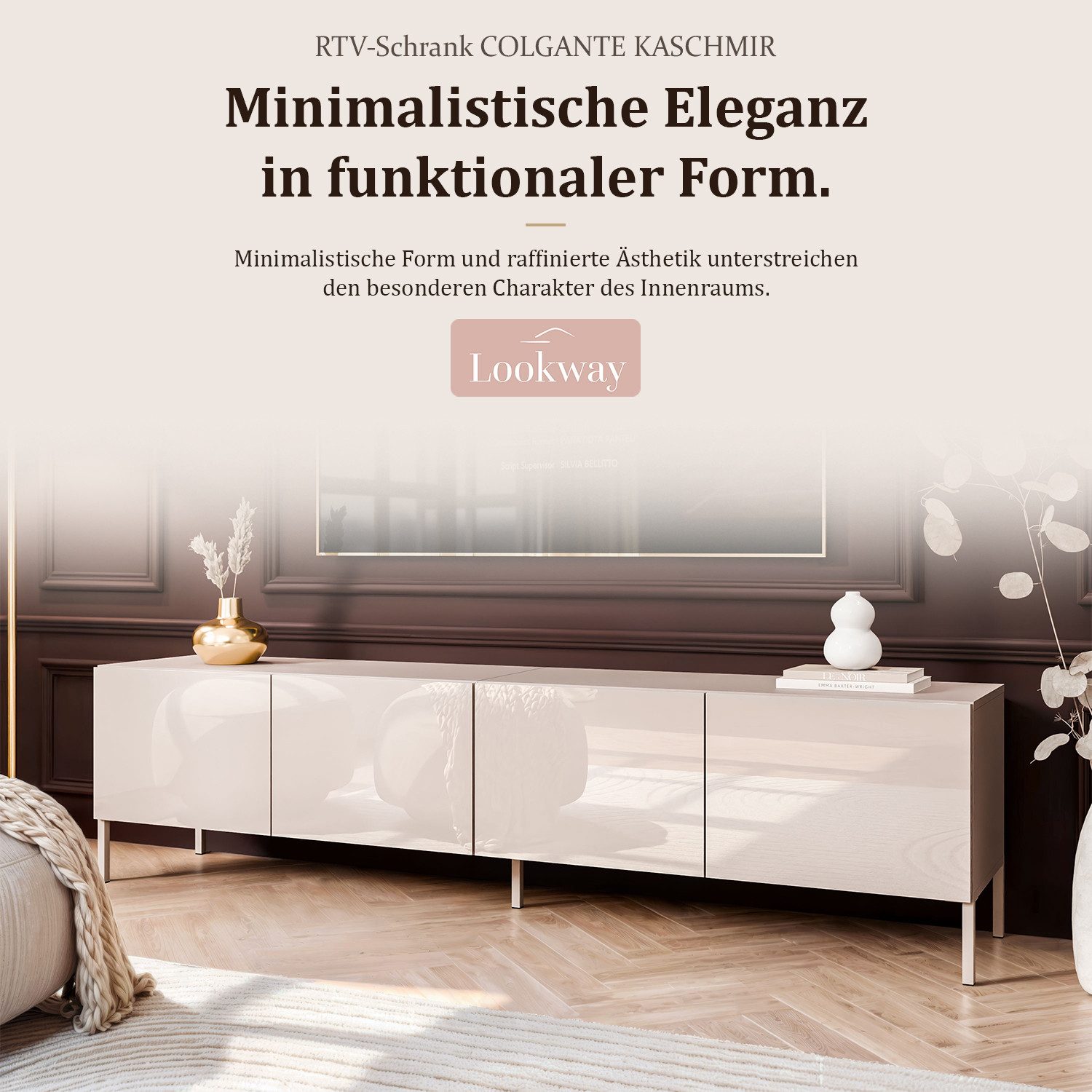 Lookway TV-Schrank COLGANTE 200 Kaschmir Hochglanz auf Füßen (2x TV-Schrank) Breite: 200 cm