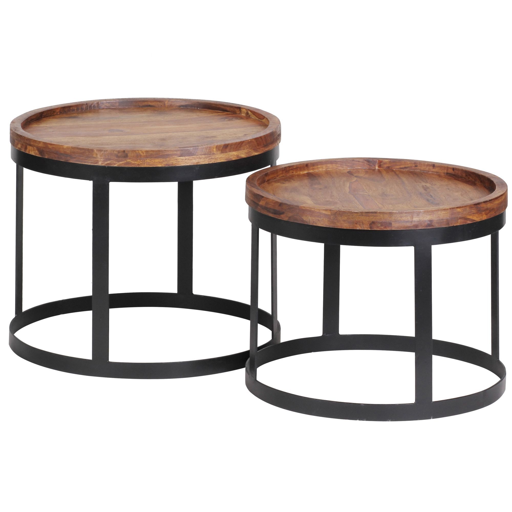 furnicato Satztisch Beistelltisch Set Massivholz, Walnuss Finish 53x45 cm (1-St), Handgefertigtes Couchtisch-Set mit Umrandung für dein Wohnzimmer