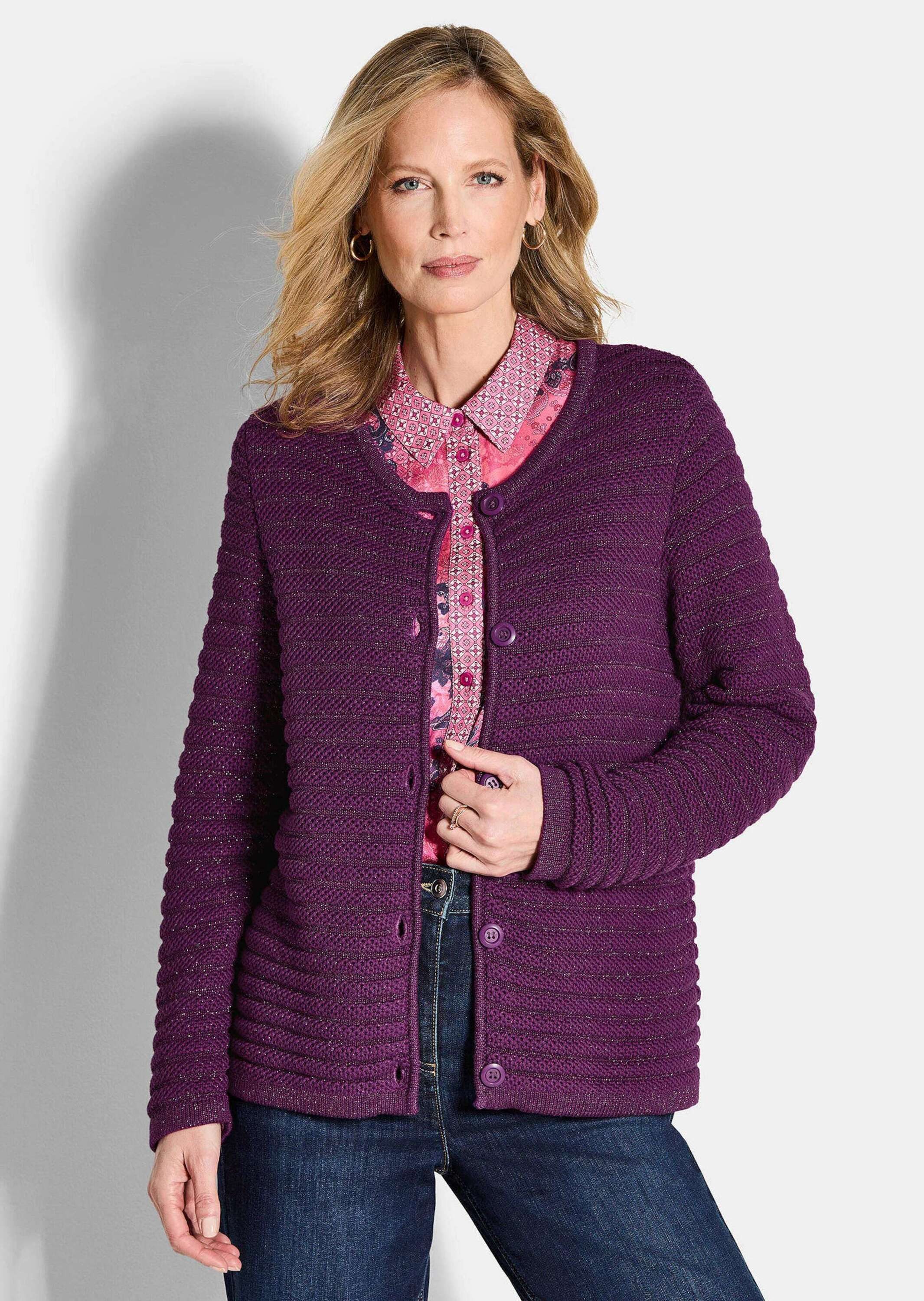 GOLDNER Strickjacke Elegante Strickjacke mit Lurex, Langarm Cardigan in Rip günstig online kaufen