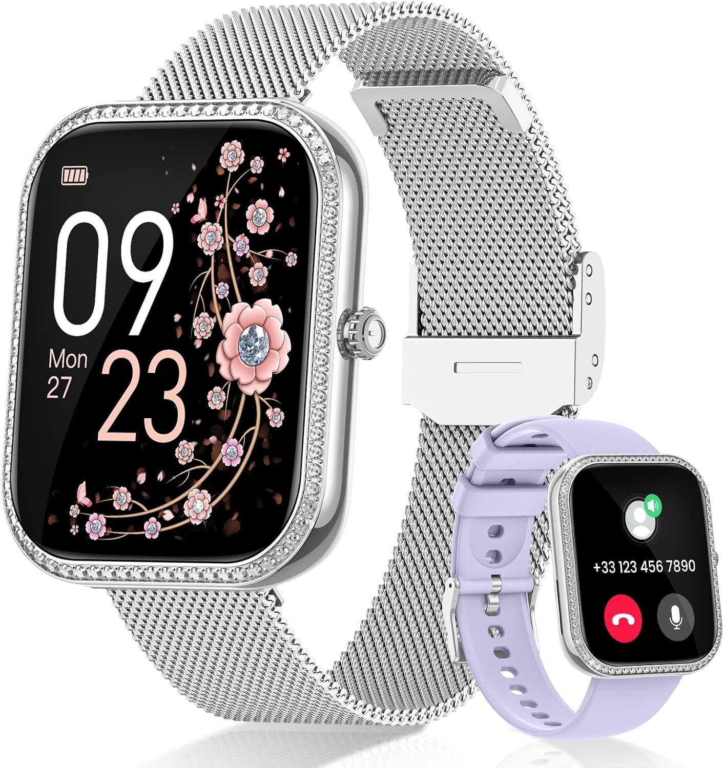 Damen's Telefonfunktion Fitness-Tracker IP68 Wasserdicht Smartwatch