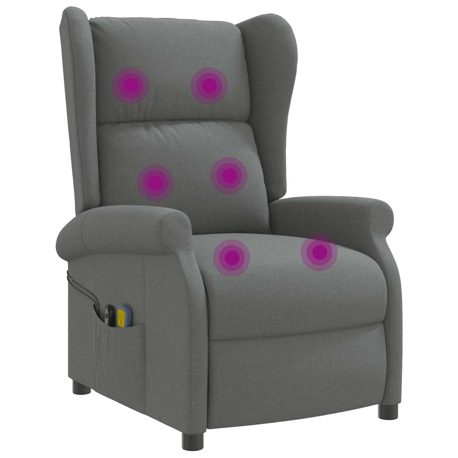 vidaXL Massagesessel Wing Back elektrischer Massagesessel Dunkelgrau Stoff (1-St)