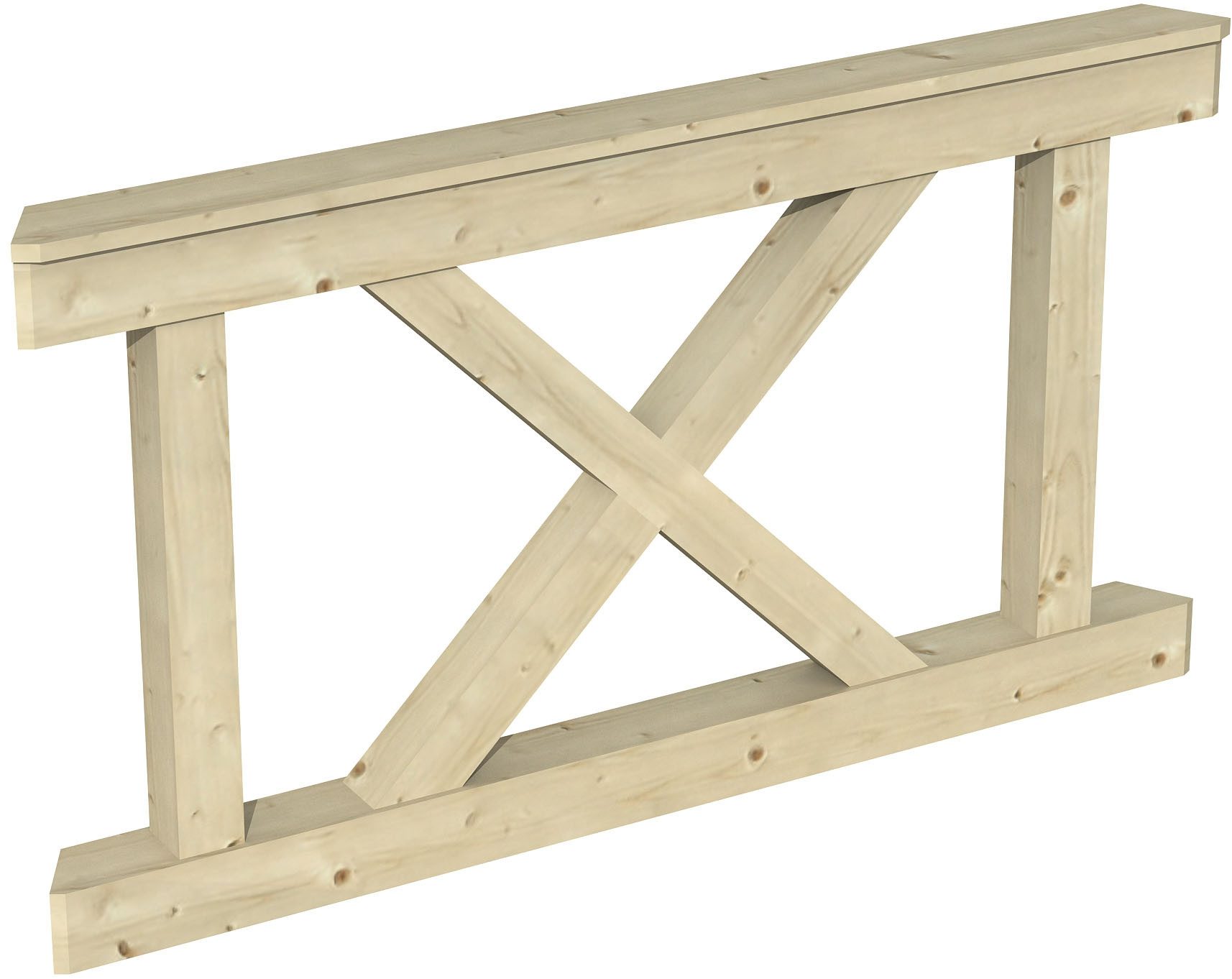 Skanholz Brüstungsgeländer Andreaskreuz, 150 cm Länge, 84 cm Höhe