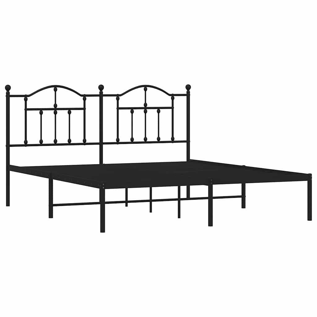 vidaXL Bett Bettgestell mit Kopfteil Metall Schwarz 180x200 cm