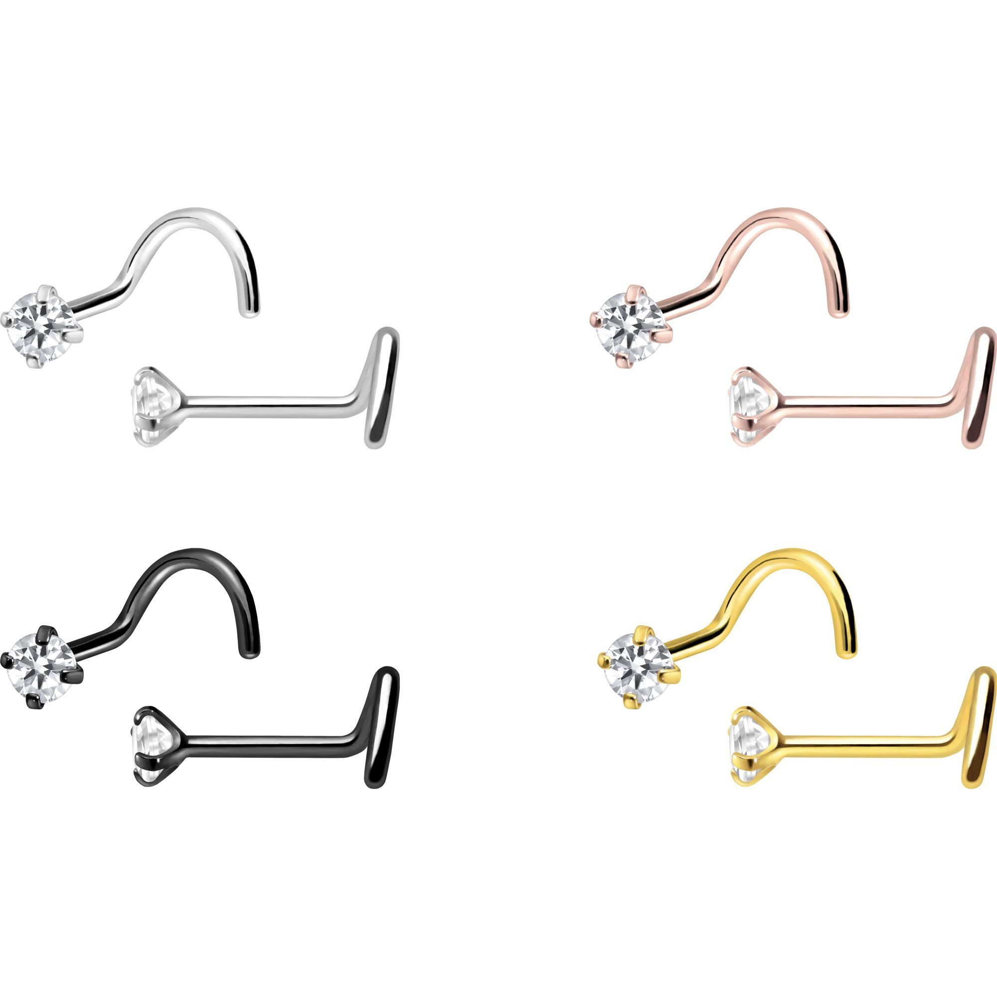 PIERCINGLINE Nasenpiercing Titan Nasenstecker Spirale EINGEFASSTER KRISTALL (Nasenstecker, 1-tlg)