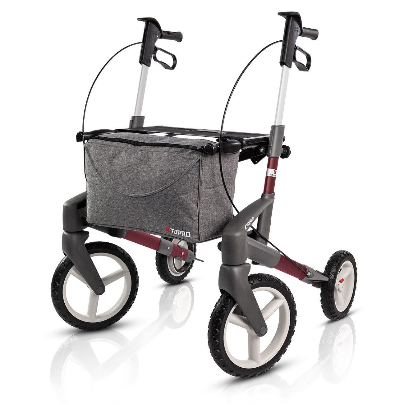 Topro Rollator Topro Olympus Outdoor Rollator ATR - Farbe Weinrot, Gr. S, Empfohlene Körpergröße (140-170 cm)