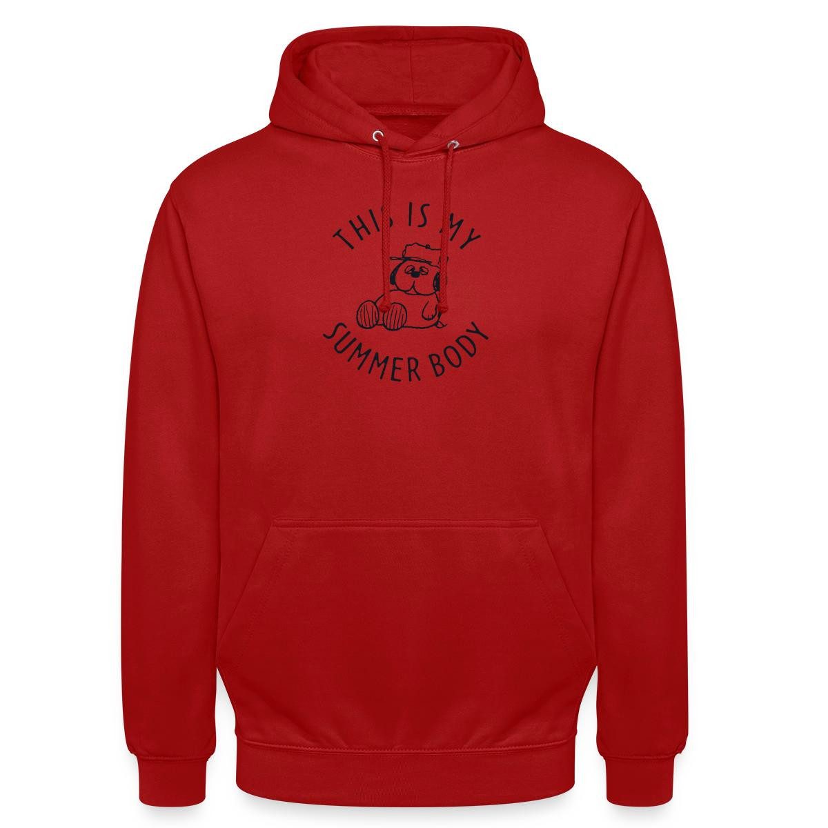 Spreadshirt Hoodie Peanuts Snoopy This Is My Summer Body Unisex Hoodie (1-tlg) Unisex-Schnitt: Sitzt bei Männern körpernah, bei Frauen weit
