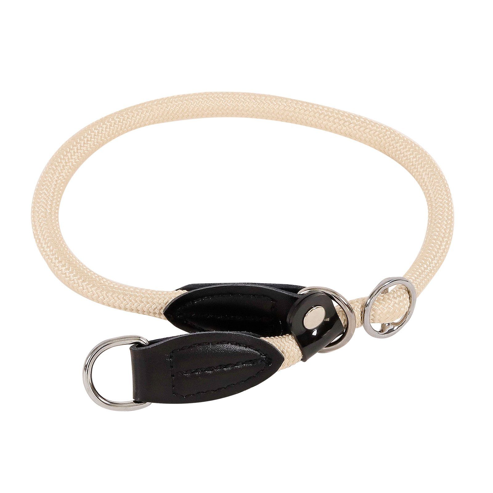 lionto Hunde-Halsband Hundehalsband mit Zugstopp, Retrieverhalsband, Nylon, 30 cm, beige