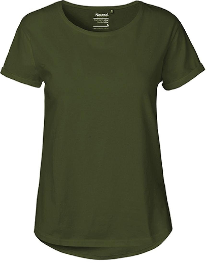 Neutral Rundhalsshirt Damen Roll Up Sleeve T-Shirt / Single Jersey Strick