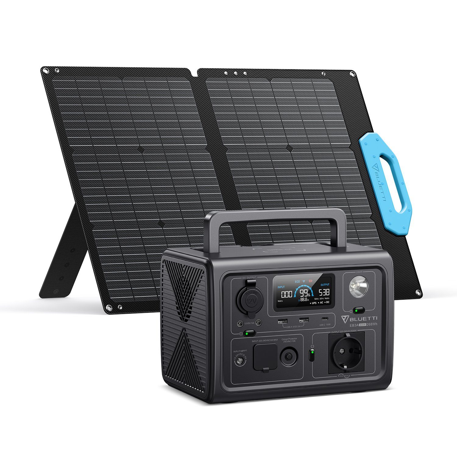 BLUETTI Stromerzeuger EB3A+PV68 Solarpanel, LiFePO4 Batterie Backup