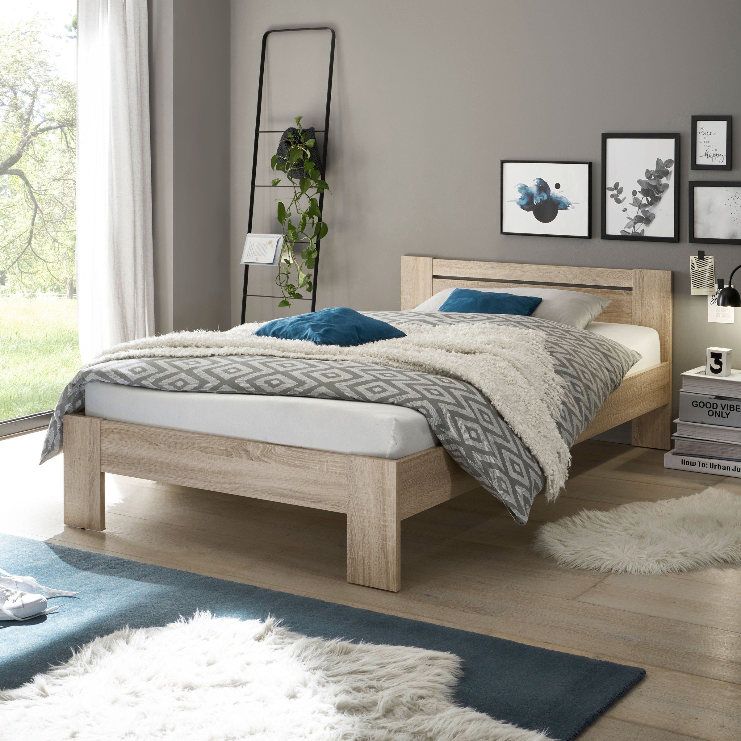 Pol-Power Bett in Eiche Sonoma. Abmessungen (BxHxT) 125x71x204 cm