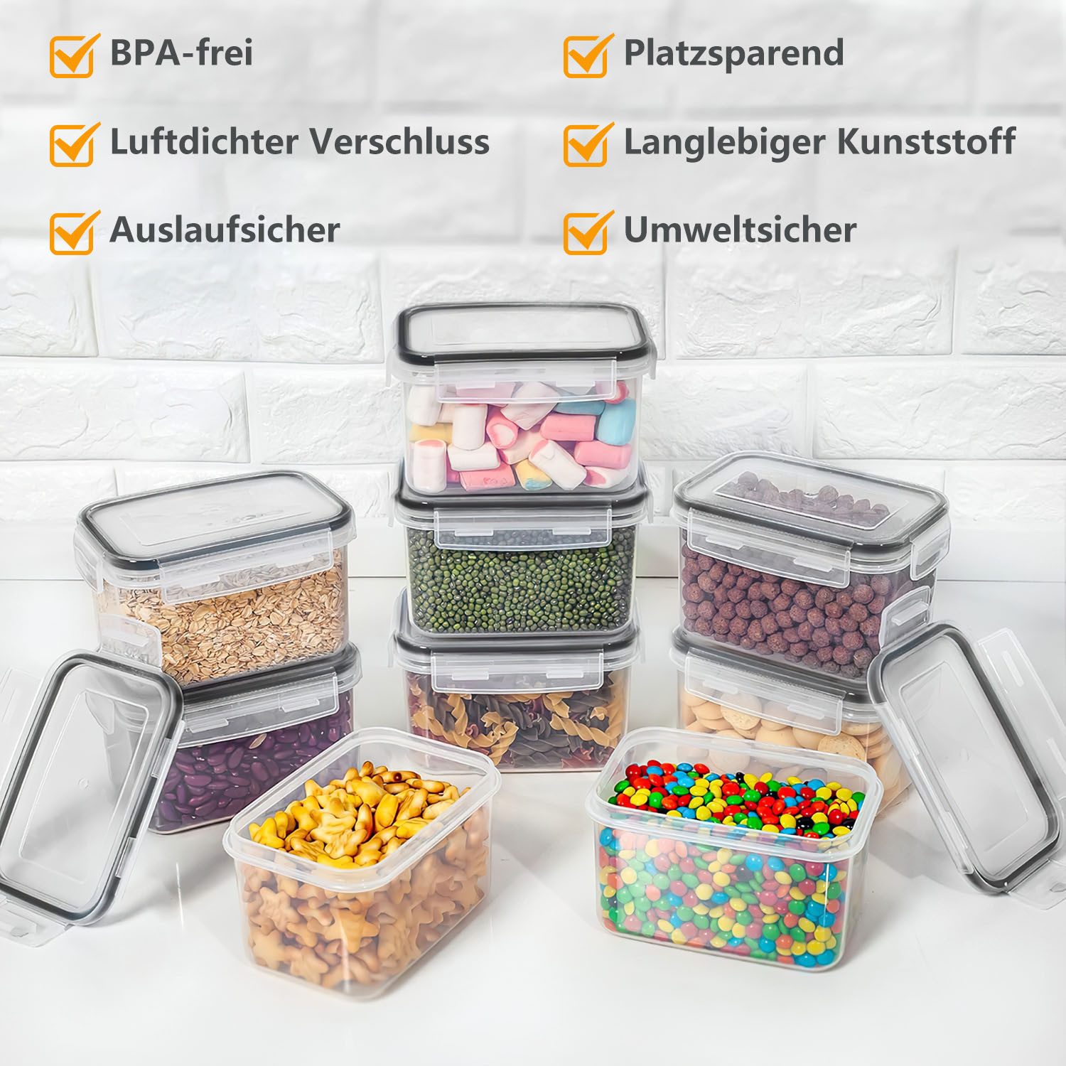 SURFOU Frischhaltedose 34er Dosen Set mit Deckel Vorratsdosen Aufbewahrungbox, Aufbewahrungsbox mit Deckel Küche Food Container Brotdosen Set – Bild 4 von 5