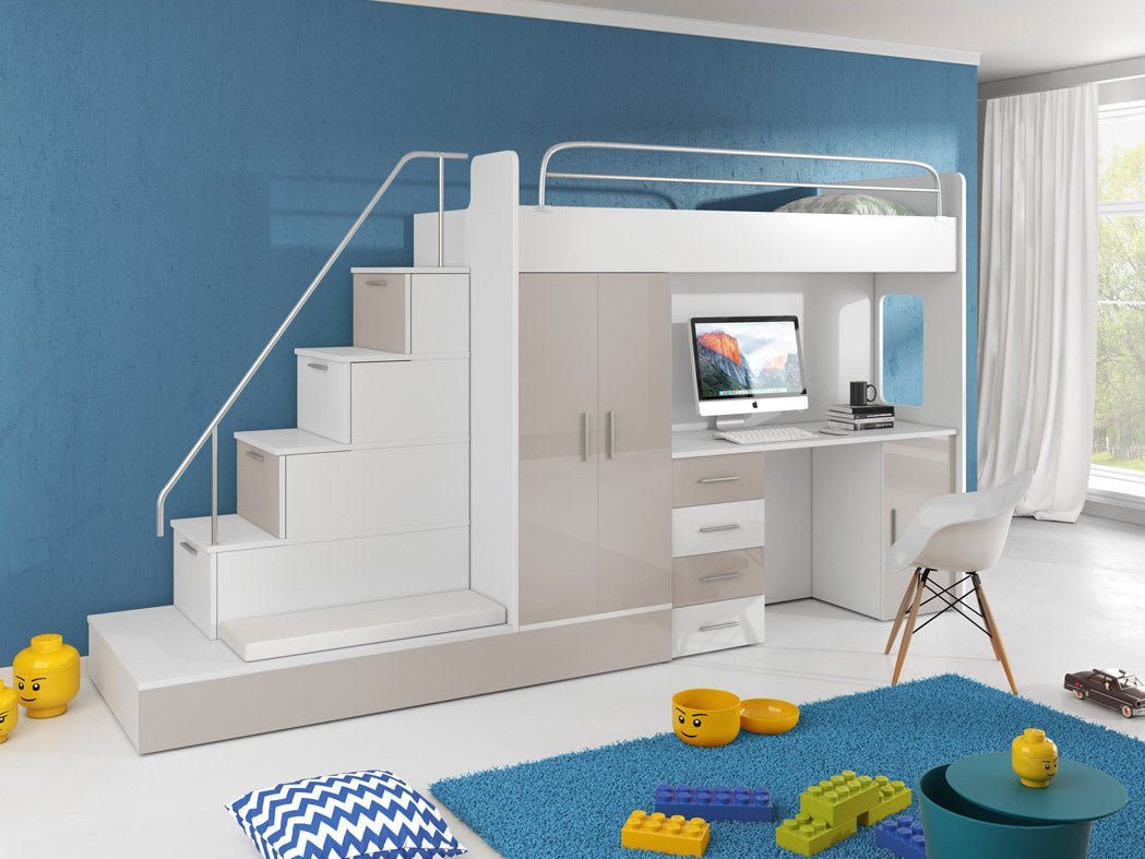 Luxusbetten24 Hochbett Kinderhochbett Adventure mit Schreibtisch, günstig online kaufen