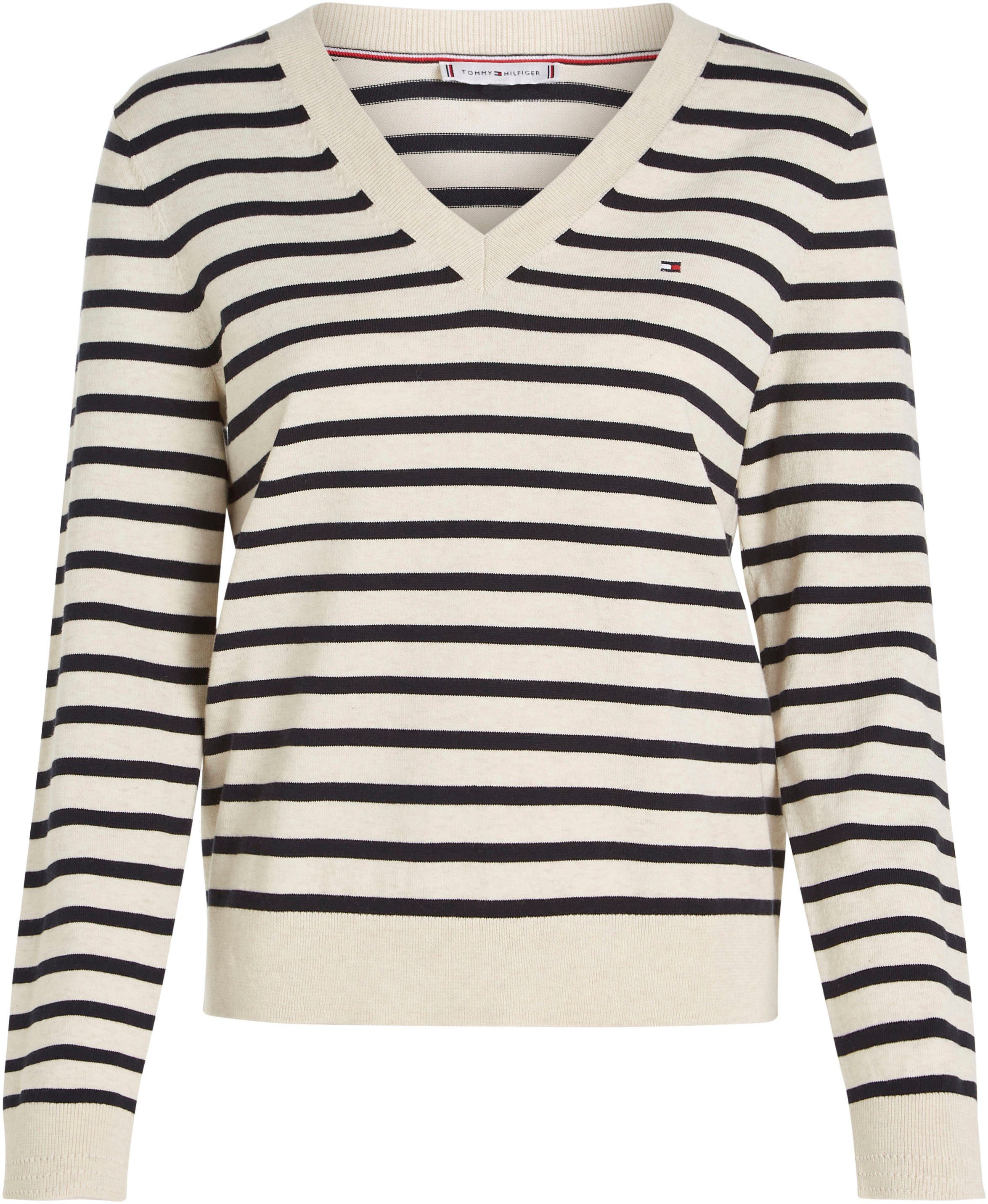 TOMMY HILFIGER V-Ausschnitt-Pullover mit Logo-Stickerei mehr