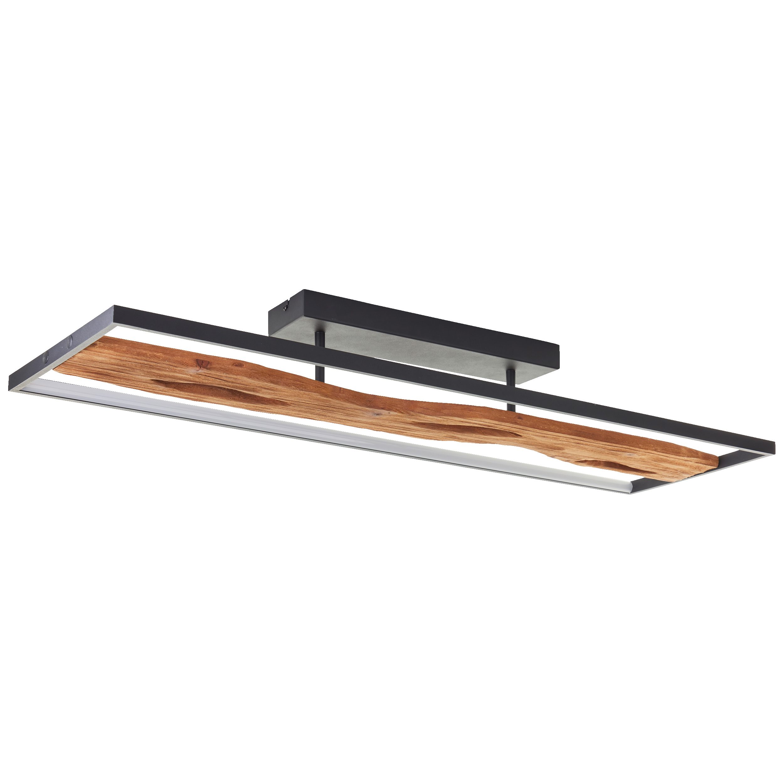 Lightbox Deckenleuchte, LED fest integriert, Warmweiß, LED Deckenlampe, 100x14x30 cm, 6600 lm 3000 K, Metall/Holz/Kunststoff