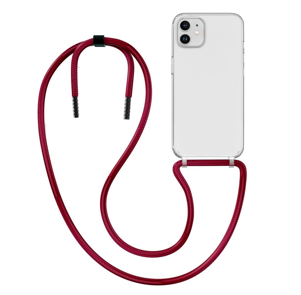 MyGadget Handyhülle Handykette, für Apple iPhone 11 Hülle mit Band -  Handyhülle mit Handyband zum Umhängen Kordel Schnur Case Schutzhülle - Wein  Rot