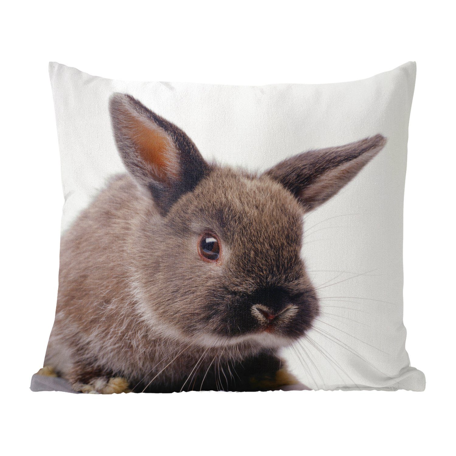 MuchoWow Dekokissen Kaninchen - Haustier - Porträt, Zierkissen mit Füllung für Wohzimmer, Schlafzimmer, Deko, Sofakissen