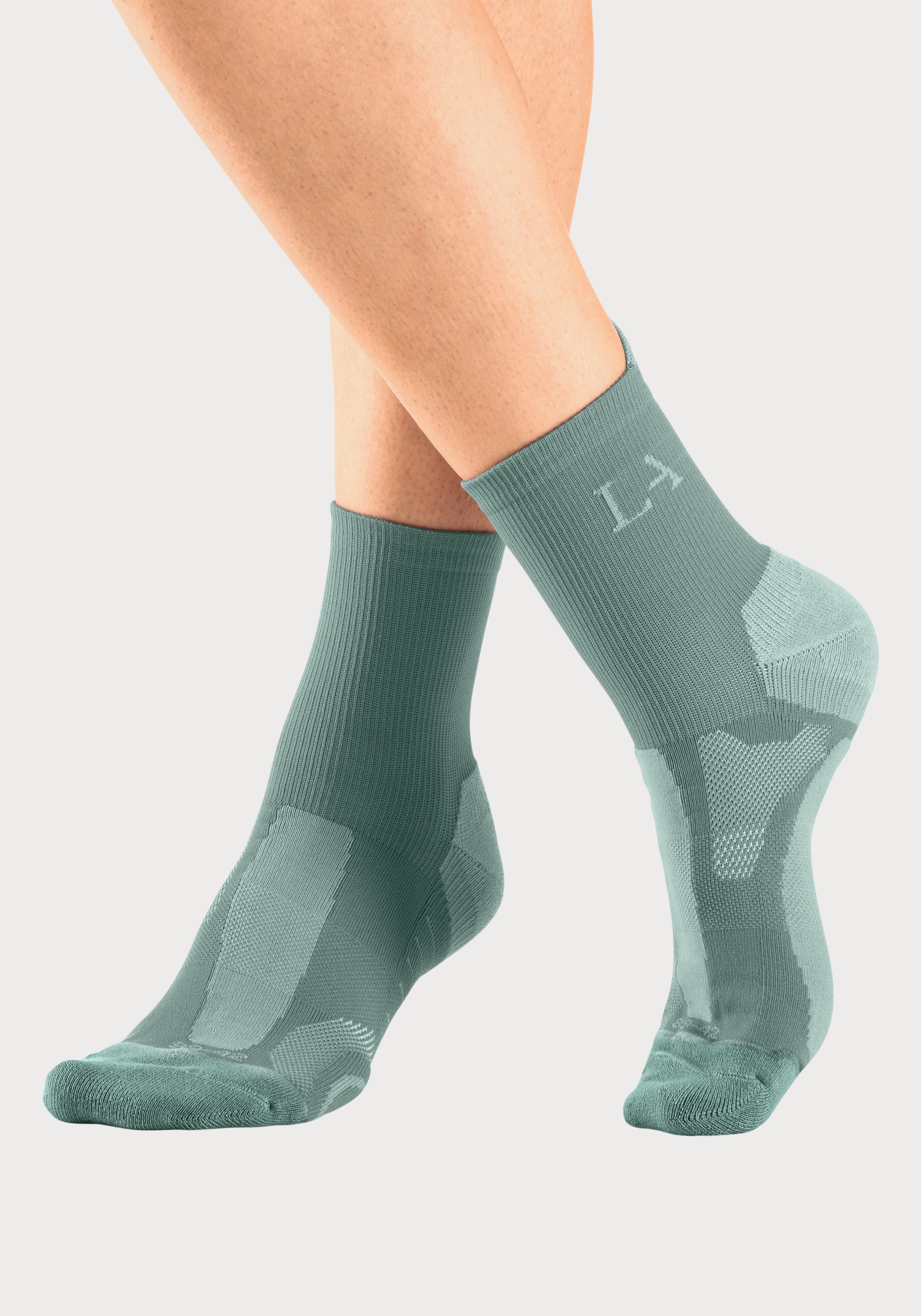 LASCANA ACTIVE Wandersocken Damen Kurzsocken für Laufen Wandern gepolsterte Socken (Packung, 3-Paar, Quarter) mit verstärkten Belastungszonen