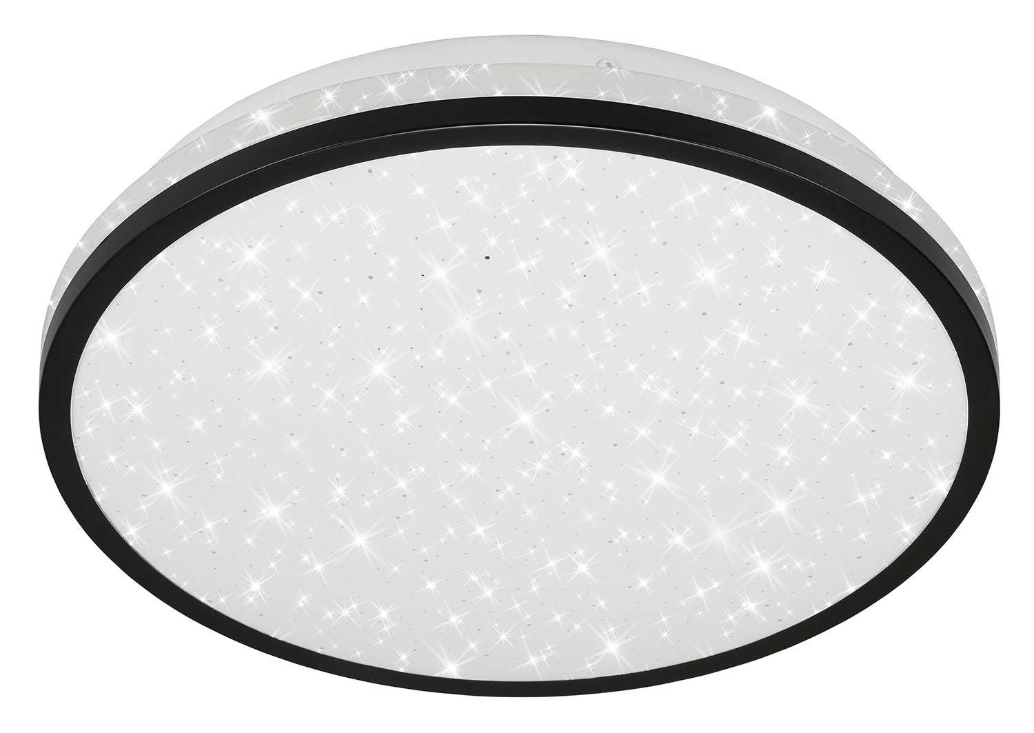 Briloner Leuchten LED Deckenleuchte 3403-015, LED fest verbaut, Neutralweiß,  Badezimmer, Sternenhimmeleffekt, IP44, schwarz, 28 cm, fremdkörper- und  spritzwassergeschützt