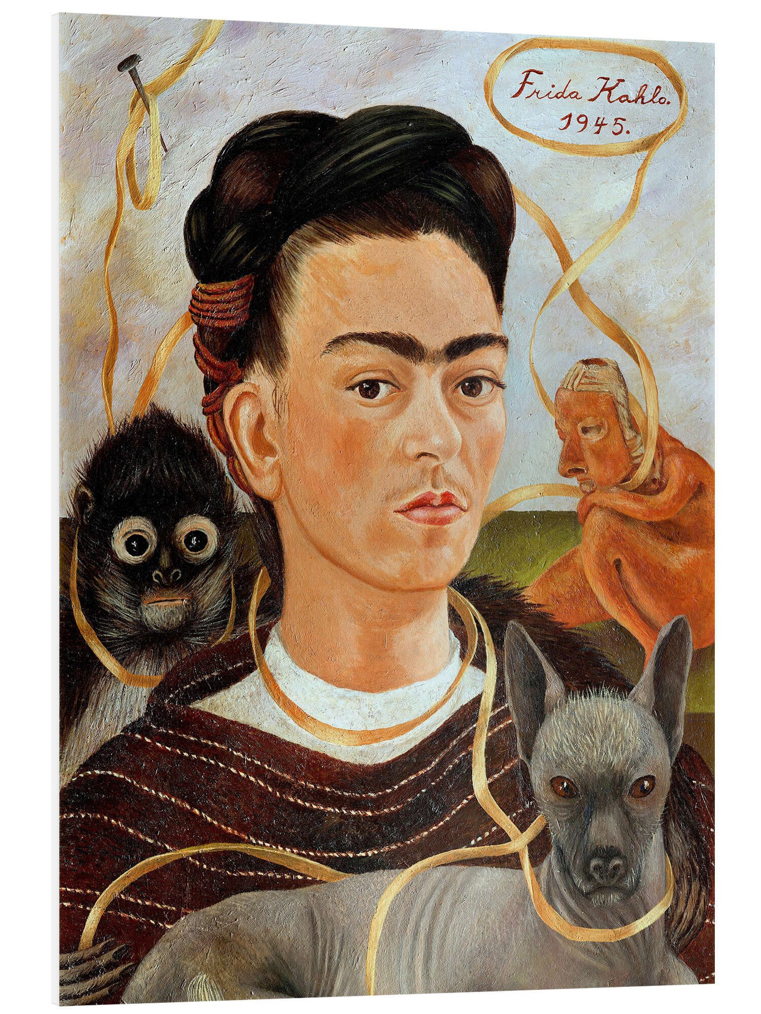 Posterlounge Wandbild Selbstbildnis mit Äffchen, 1945, Frida Kahlo, erhältlich als Poster, Leinwandbild, Wandsticker oder Acrylglasbild