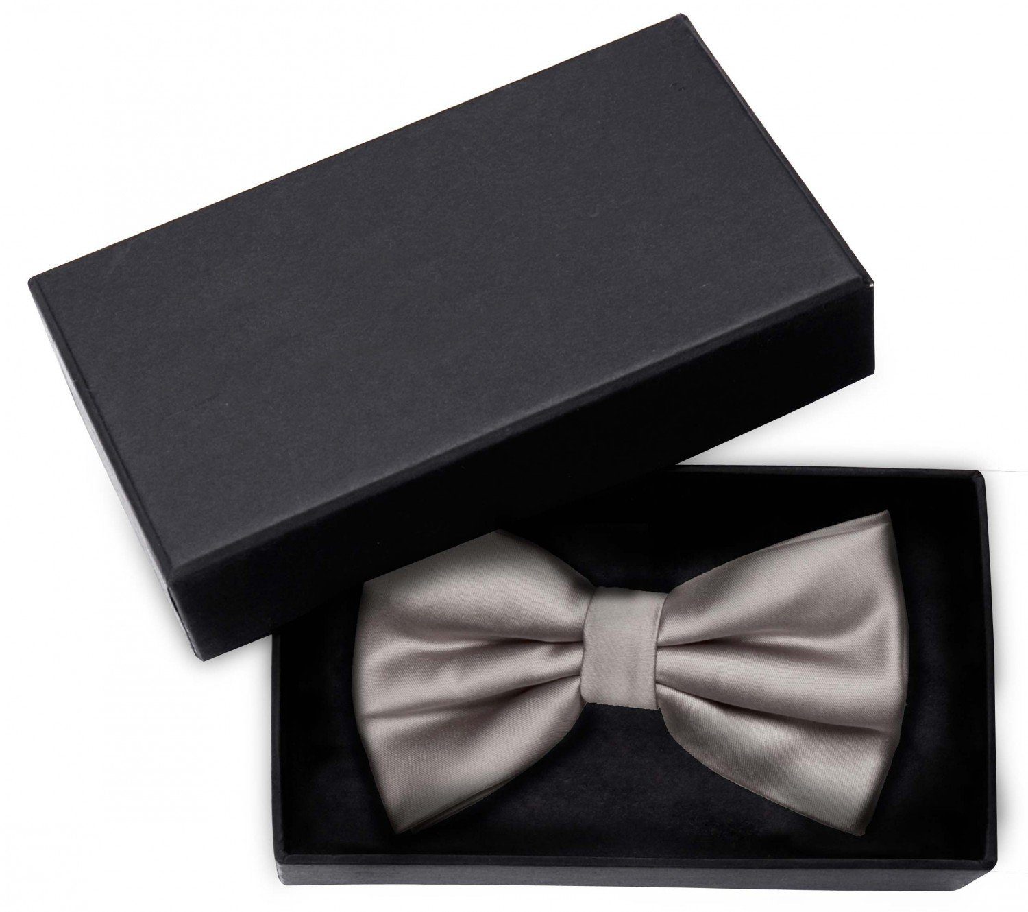 Fabio Farini Fliege Graue Herren Fliegen - Männer Querbinder Vorgebunden Bowtie (Unifarben) Einfarbig Uni Dunkelgrau - Gray Marble