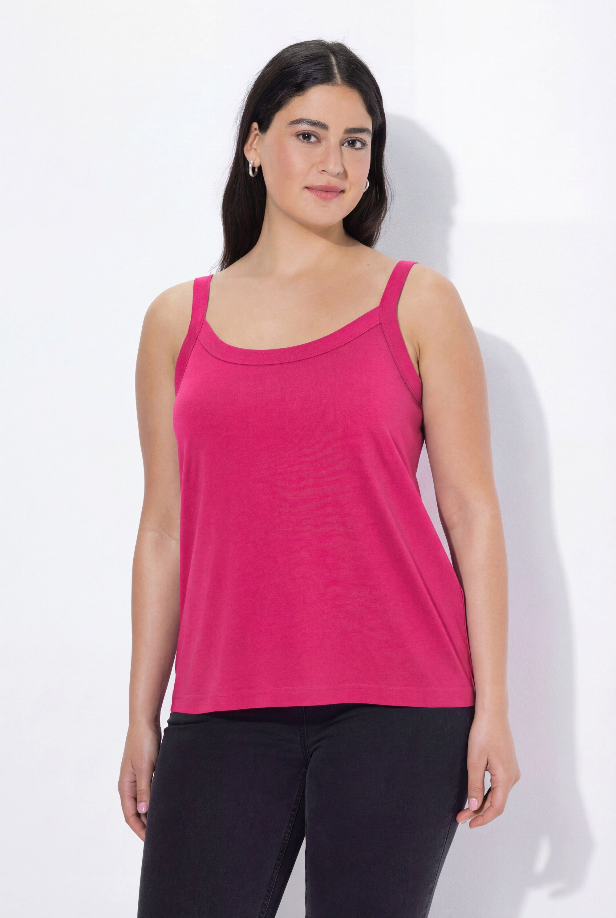 Ulla Popken Longtop Spaghettitop Rundhals Modalmix ärmellos