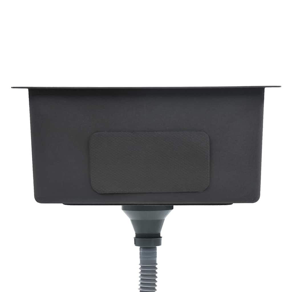 vidaXL Granitspüle Handgefertigte Küchenspüle Edelstahl, 44/44 cm – Bild 5 von 5