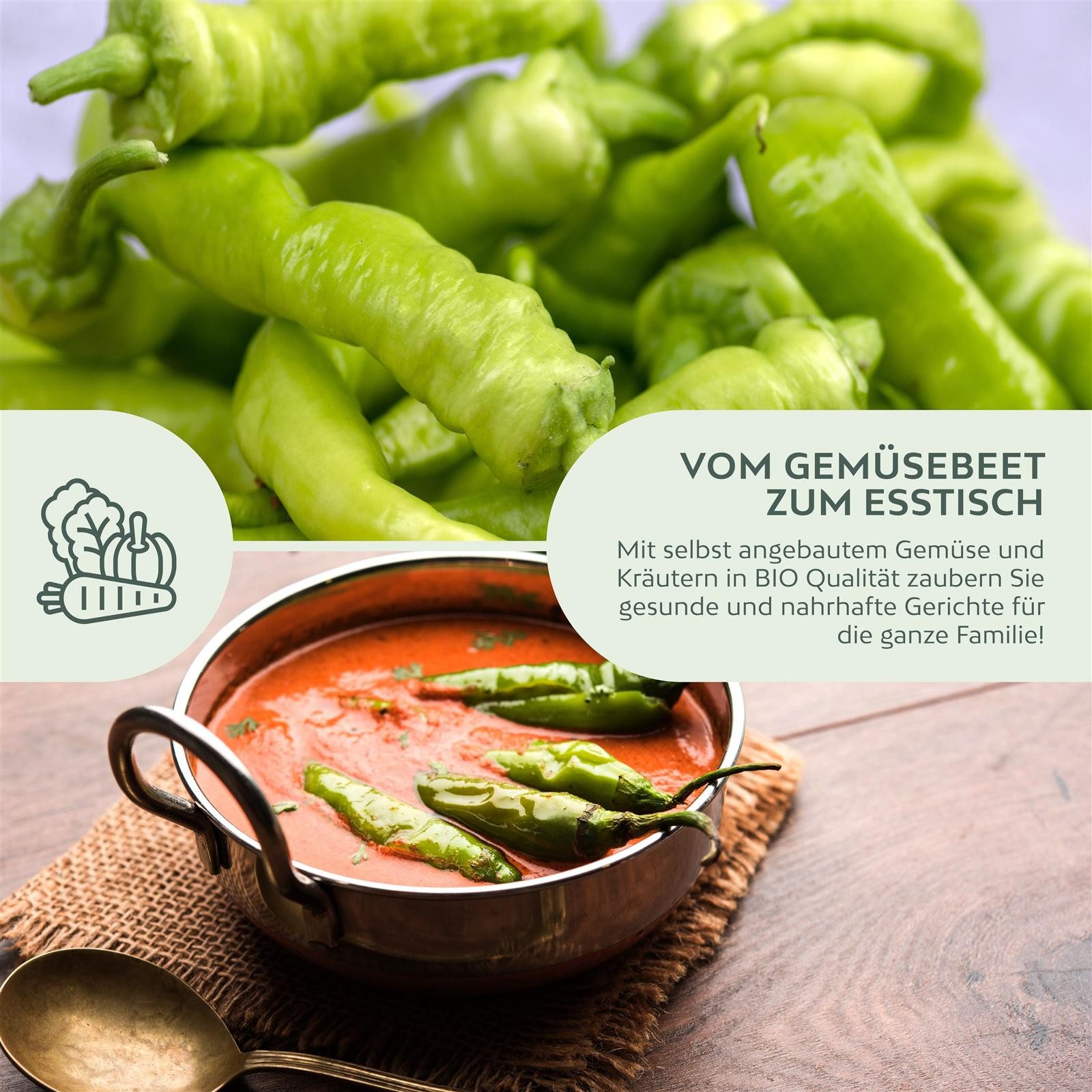 Growgreens Gemüsesamen BIO Chili Samen (Sigaretta di Bergamo, 1.500 Scoville) - 10 Korn, Chili