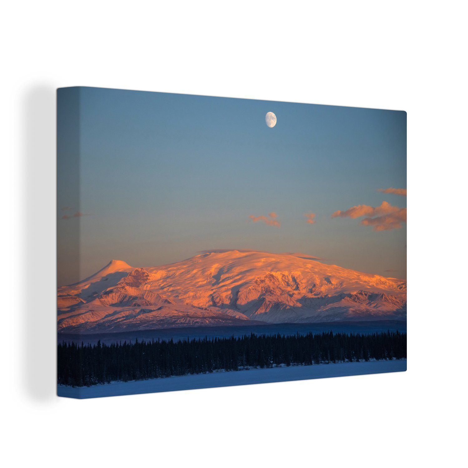 OneMillionCanvasses® Leinwandbild Berg im Wrangell-St. Elias-Nationalpark am Abend, (1 St), Wandbild Leinwandbilder, Aufhängefertig, Wanddeko, 30x20 cm