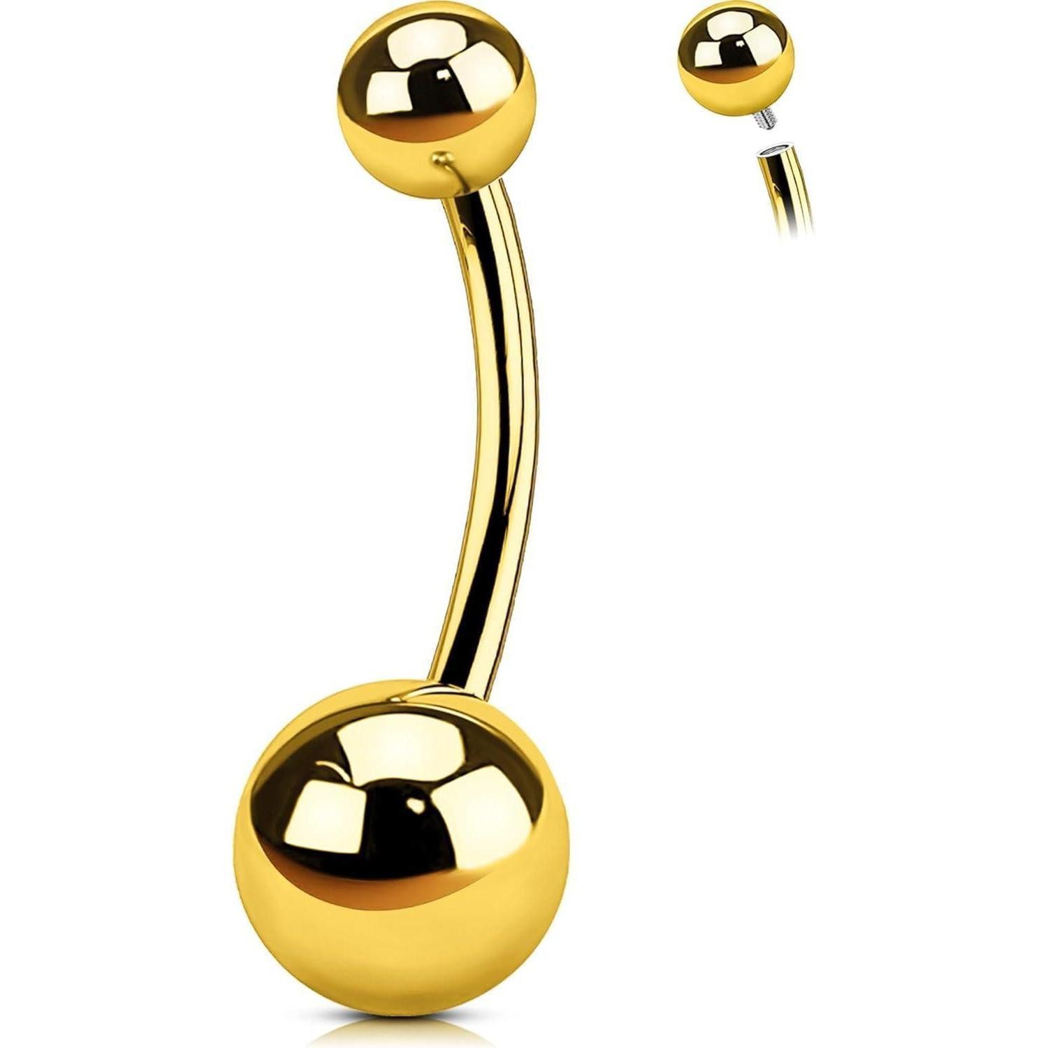 Bauchnabelpiercing Titan Internally Threaded Navel Piercing 14G Gold Belly Bar 5/8mm