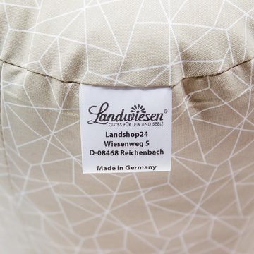 Nackenstützkissen Leserolle Nackenkissen Nackenrolle beige mit Netzmuster 39 x 17 cm, Landwiesen, Füllung: 100% HCS Kugelfaser, entlastet Kopf-, Nacken- und Schulterbereich