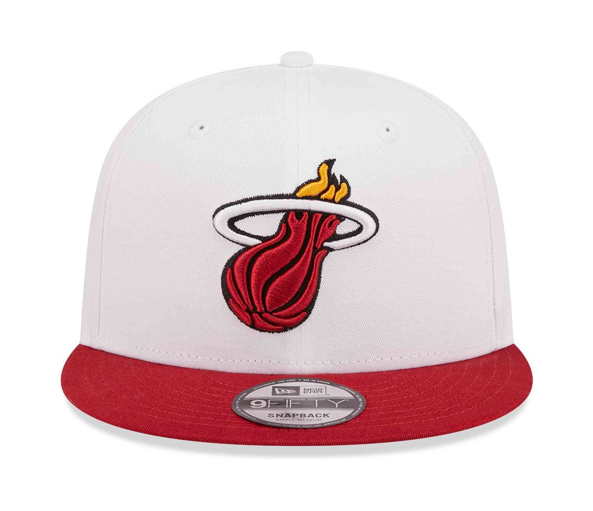 New Era Snapback Cap 9Fifty Miami Heat White NBA Team Crown