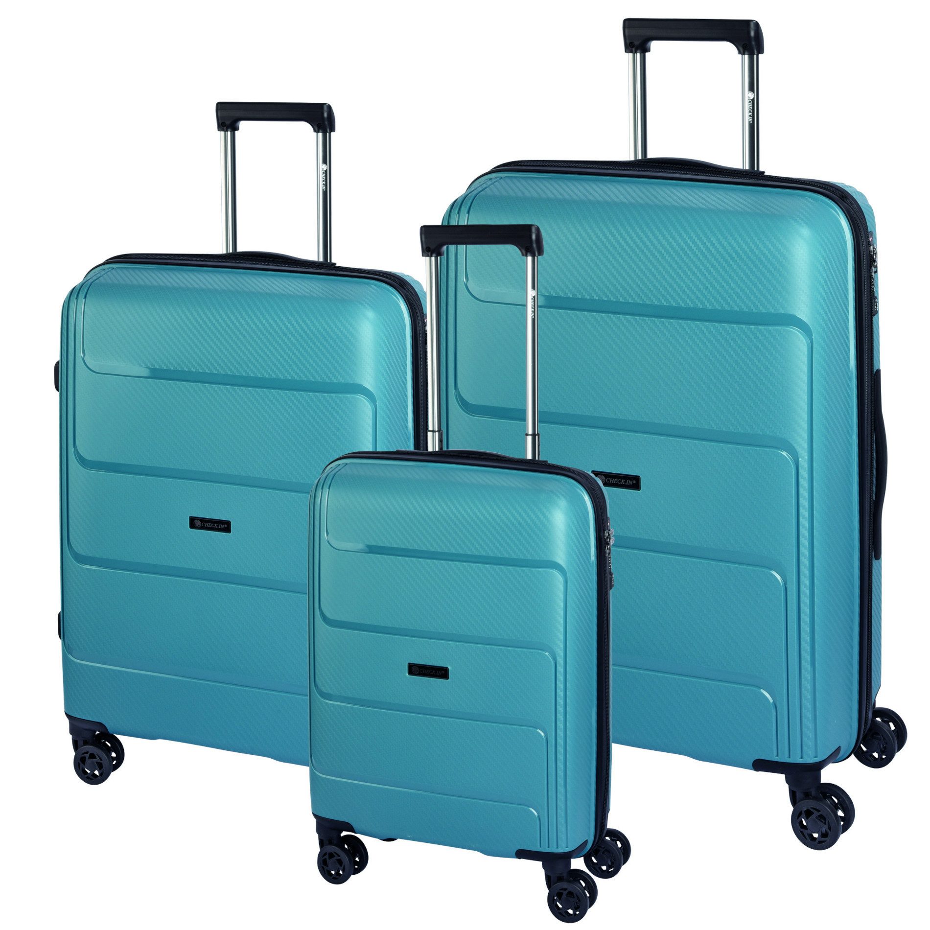 CHECK.IN® Kofferset Check.IN 3-tlg. Kofferset ST. LOUIS mit 4 Rollen - petrol