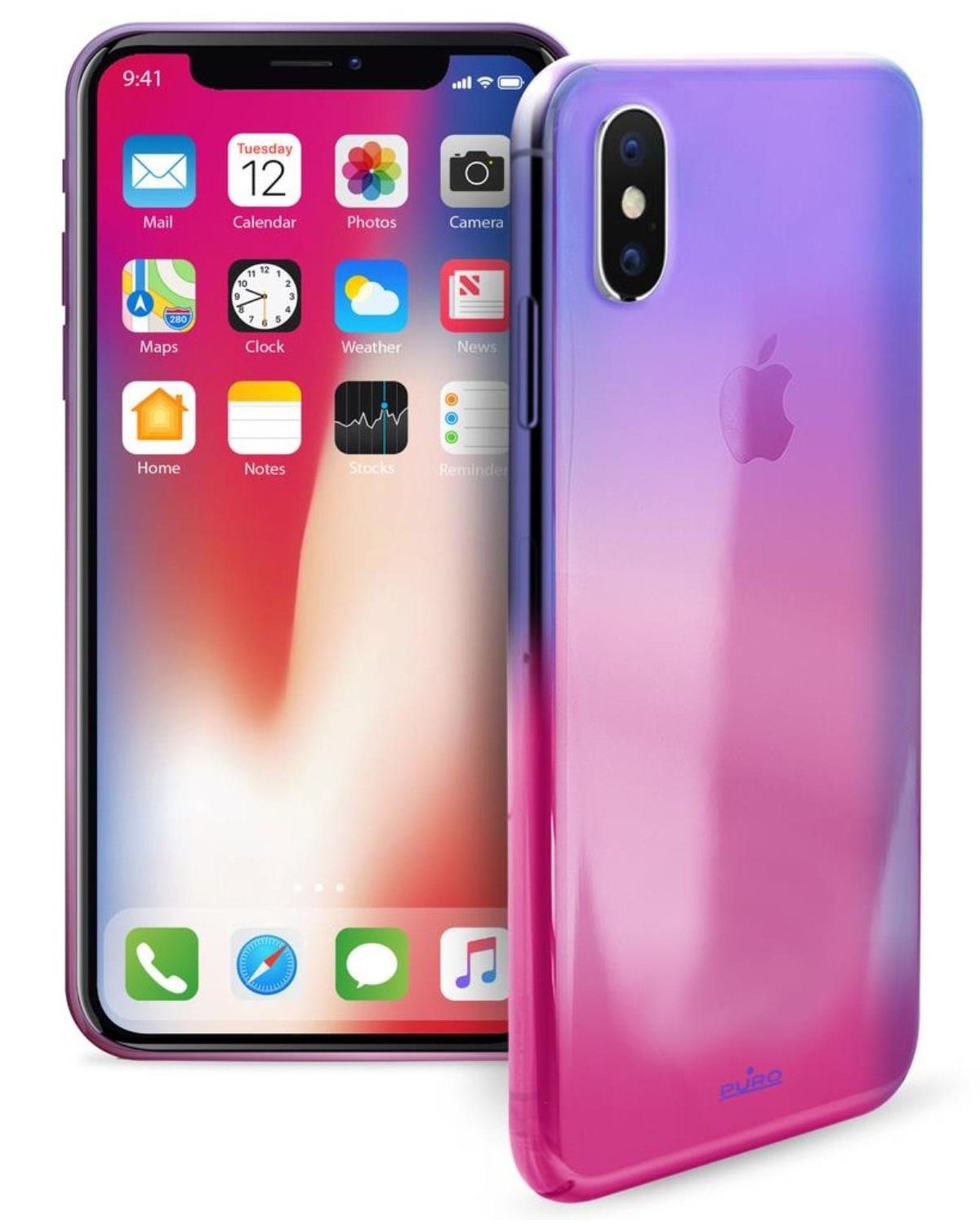 Puro Handyhülle Hologram Cover Case Schutz-Hülle Klar Farb-Verlauf, passend für Apple iPhone X / Xs transparentes Polycarbonat, Anti-Kratz