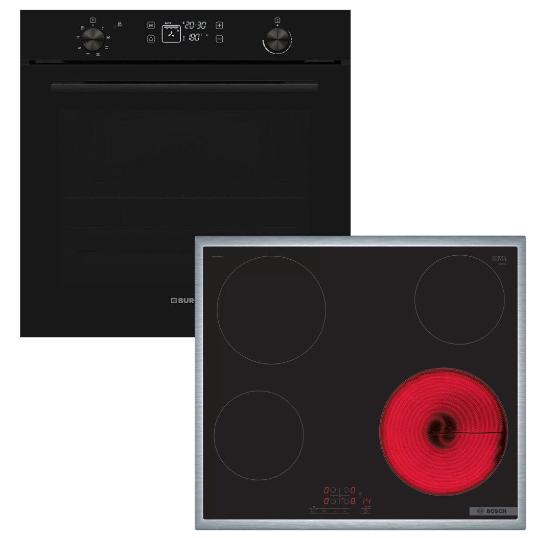 VESTEL Backofen-Set Backofen 78L Pyrolyse + Bosch Elektrokochfeld 17 Stufen TouchControl, Pyrolyse-Selbstreinigung