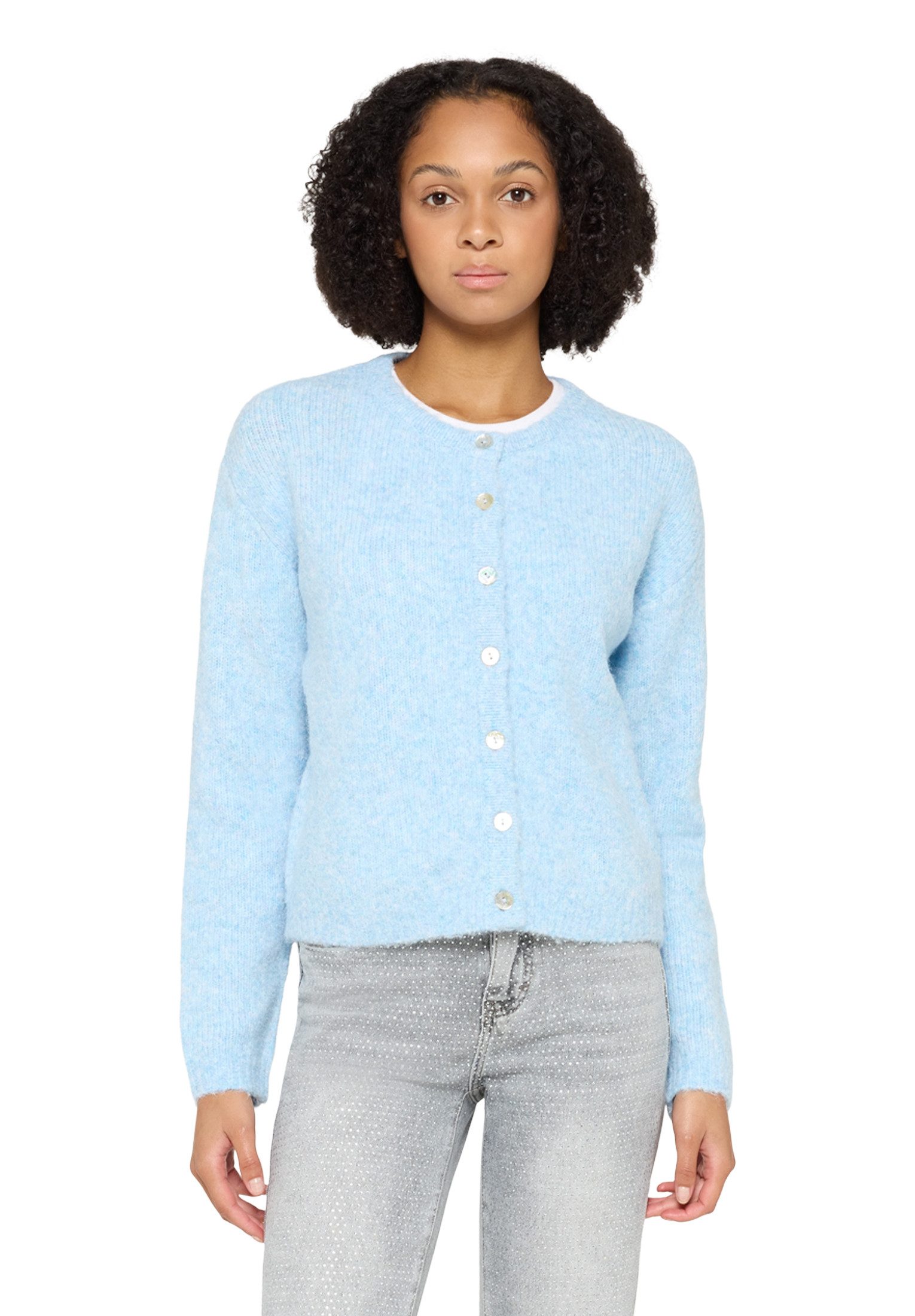 Strickjacke Damen mit Rundhalsausschnitt