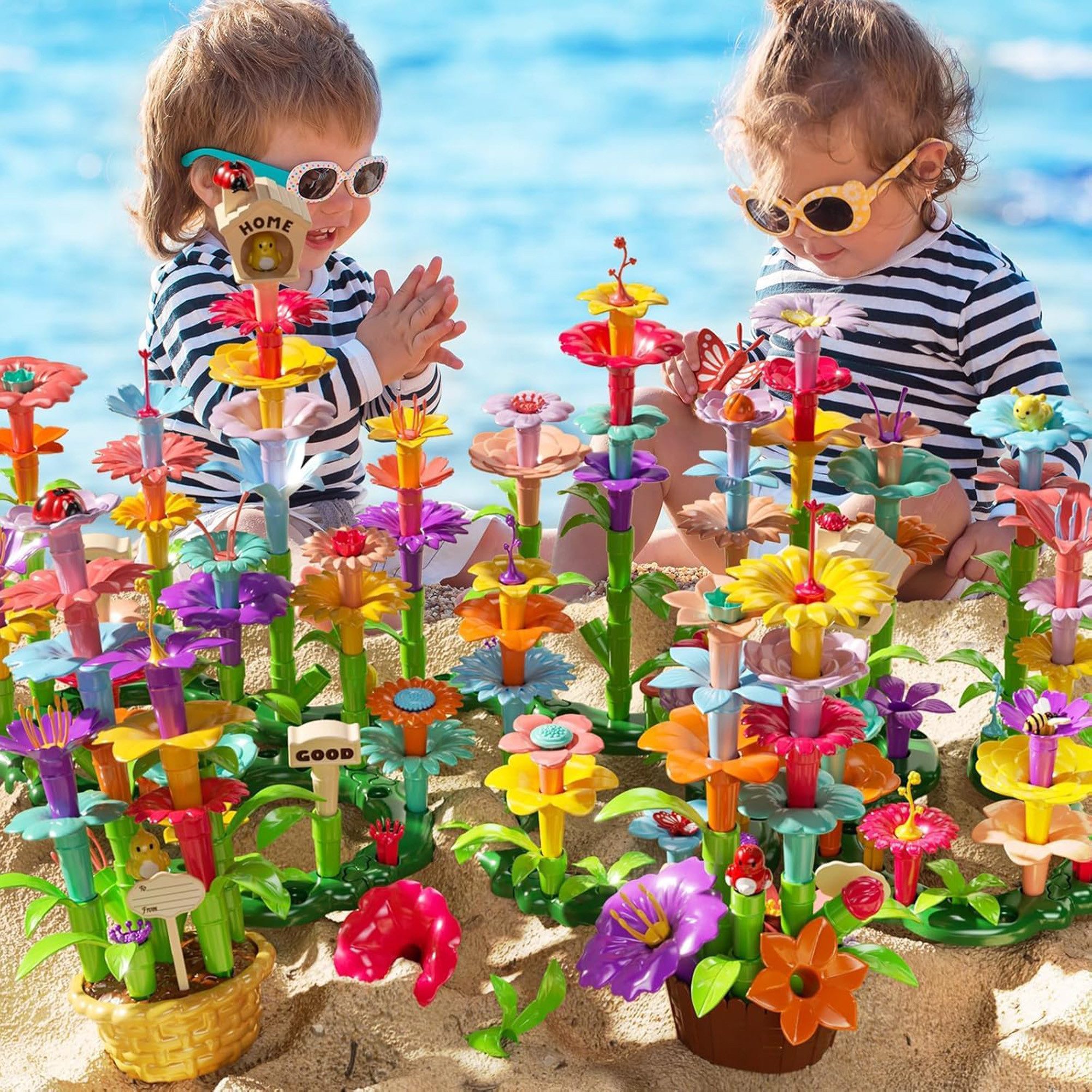 ibettertec pädagogisches Spielzeug, Spiel Set, Mint Spielzeug, Garten Spiel Set Konstruktions-Spielset, (Spar-Set, 1 St., 332-teiliges Blumengarten Bauspielset für Kinder ab 3 Jahren), fördert Kreativität & Feinmotorik, Umweltfreundliches PP-Material
