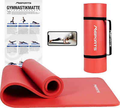MSports® Gymnastikmatte »Yogamatte rutschfest inkl. Tragegurt + Poster + Workout App«