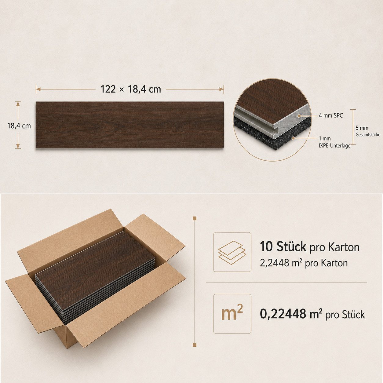 Berti Graf Designboden SPC Klick-Vinylboden 5 mm wasserfest in moderner Dielenoptik, kleberfrei, mit Trittschalldämmung, pflegeleicht – Bild 5 von 5