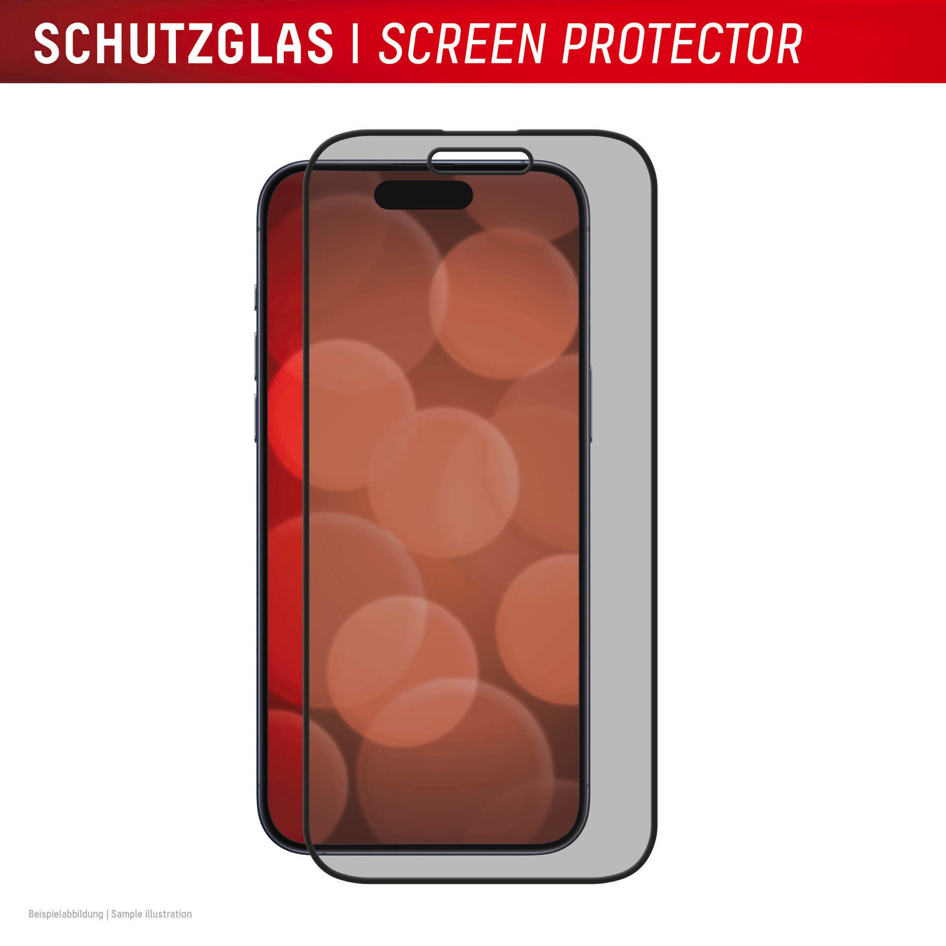 Displex Displayschutzglas Privacy Glass Full Cover für Apple iPhone 16, 1 Stück, Displayschutzfolie, Schutzfolie, Bildschirmschutz, kratz- & stoßfest