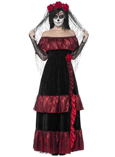 Smiffys Kostüm Catrina Braut, Äußerst elegantes Kostüm für mexikanische Totenbräute