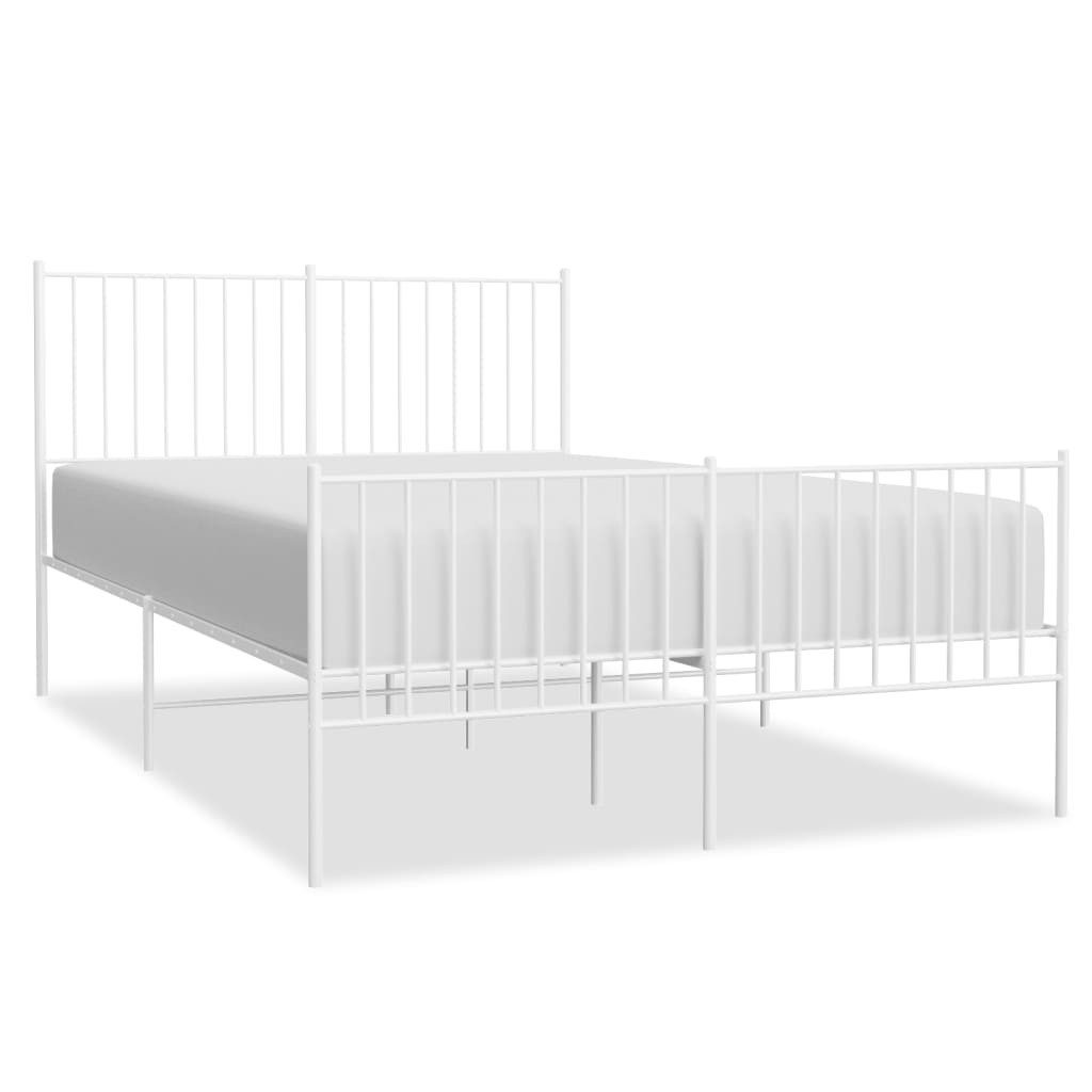vidaXL Bettgestell, Bettrahmen mit Kopf- und Fußteil Metall Weiß 140x200 cm günstig online kaufen